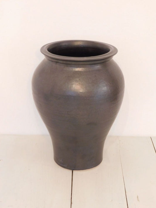 Matte Black Vase Wide-Rim Vase